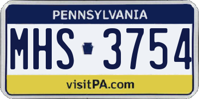 PA license plate MHS3754
