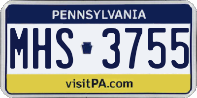 PA license plate MHS3755