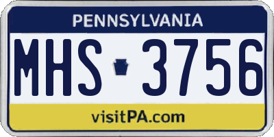 PA license plate MHS3756