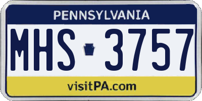 PA license plate MHS3757