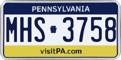 PA license plate MHS3758