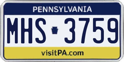 PA license plate MHS3759