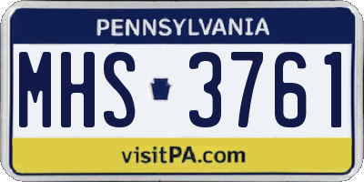 PA license plate MHS3761
