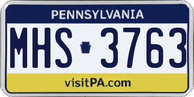 PA license plate MHS3763