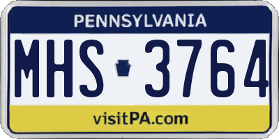 PA license plate MHS3764