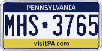 PA license plate MHS3765
