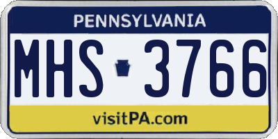 PA license plate MHS3766