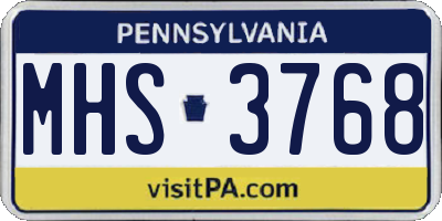PA license plate MHS3768