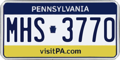 PA license plate MHS3770