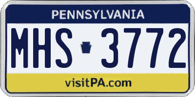 PA license plate MHS3772