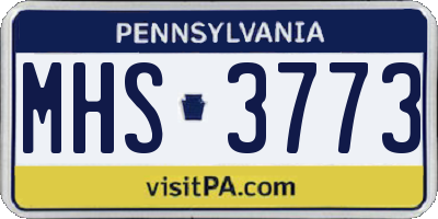 PA license plate MHS3773