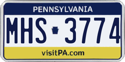 PA license plate MHS3774