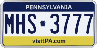 PA license plate MHS3777
