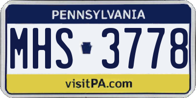 PA license plate MHS3778