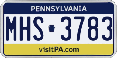 PA license plate MHS3783