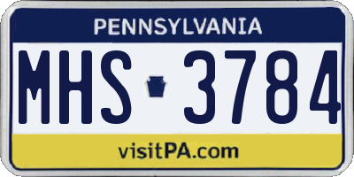 PA license plate MHS3784