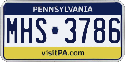PA license plate MHS3786
