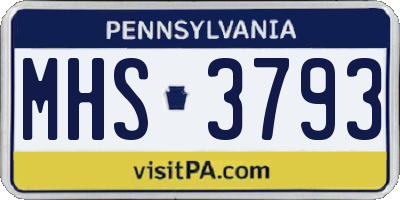 PA license plate MHS3793