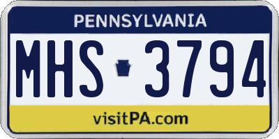 PA license plate MHS3794