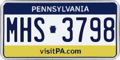PA license plate MHS3798