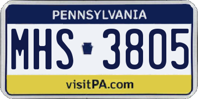 PA license plate MHS3805