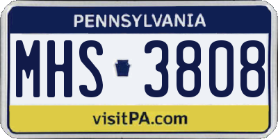 PA license plate MHS3808