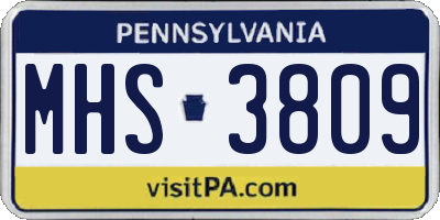 PA license plate MHS3809