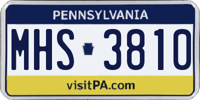 PA license plate MHS3810