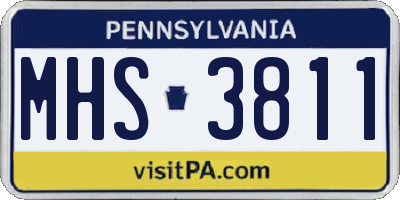 PA license plate MHS3811