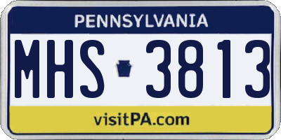 PA license plate MHS3813