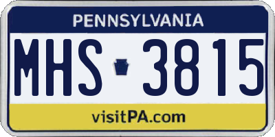 PA license plate MHS3815