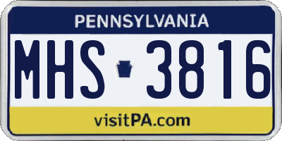PA license plate MHS3816