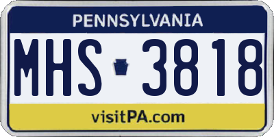 PA license plate MHS3818