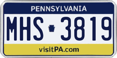 PA license plate MHS3819