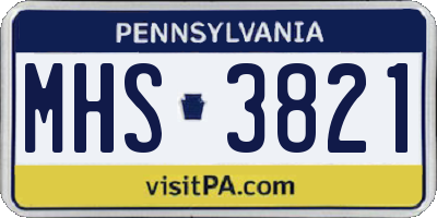 PA license plate MHS3821