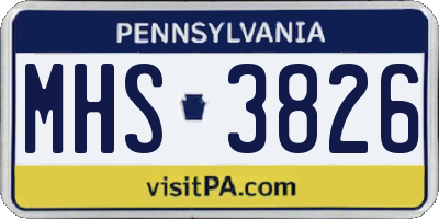 PA license plate MHS3826