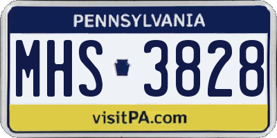 PA license plate MHS3828