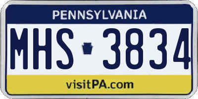 PA license plate MHS3834