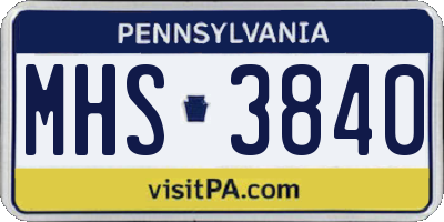 PA license plate MHS3840