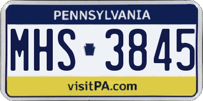 PA license plate MHS3845
