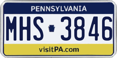PA license plate MHS3846