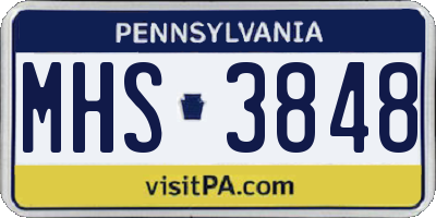 PA license plate MHS3848