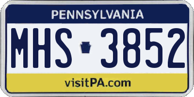 PA license plate MHS3852