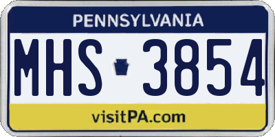 PA license plate MHS3854