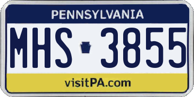 PA license plate MHS3855