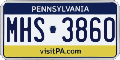 PA license plate MHS3860