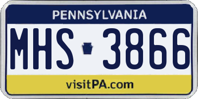 PA license plate MHS3866