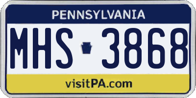 PA license plate MHS3868