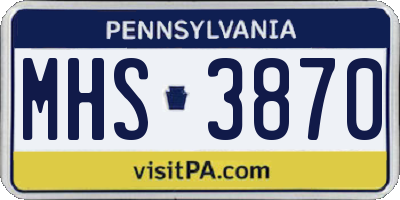 PA license plate MHS3870