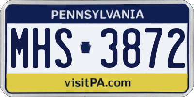PA license plate MHS3872
